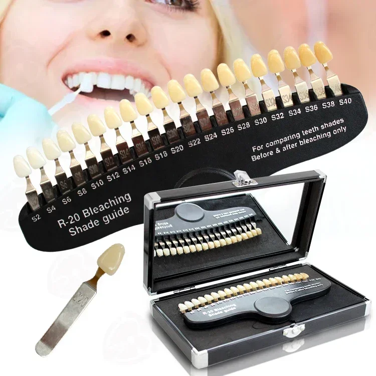 Teeth Whitening Shade Guide - Professionelle Zahnaufhellung, Bleichmittel, Schattenführungen/20 Farben, Kaltlicht-Farbkarte