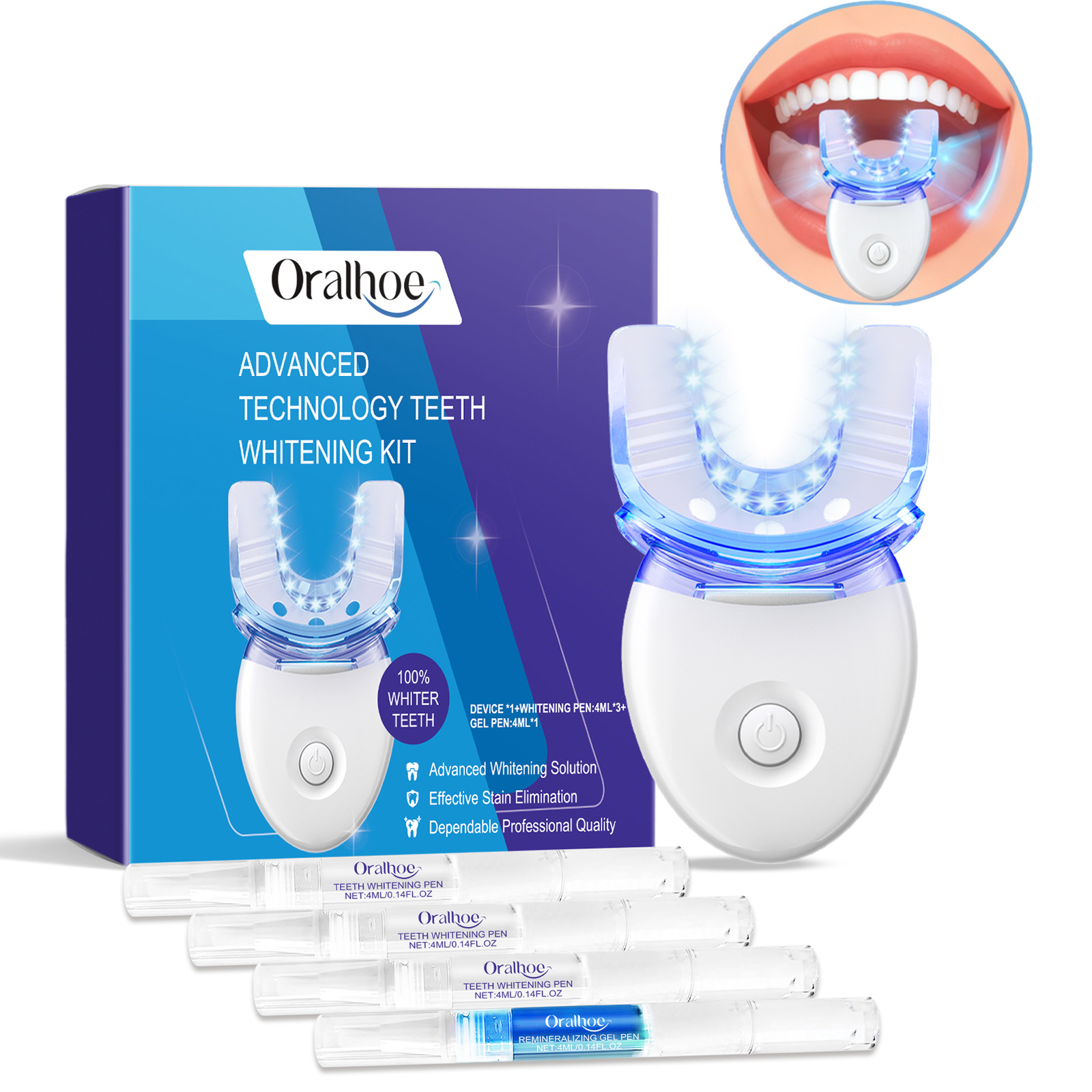 Teeth Whitening Singapore - Professionelles LED-Lichtset zur Zahnaufhellung mit 4-fachem